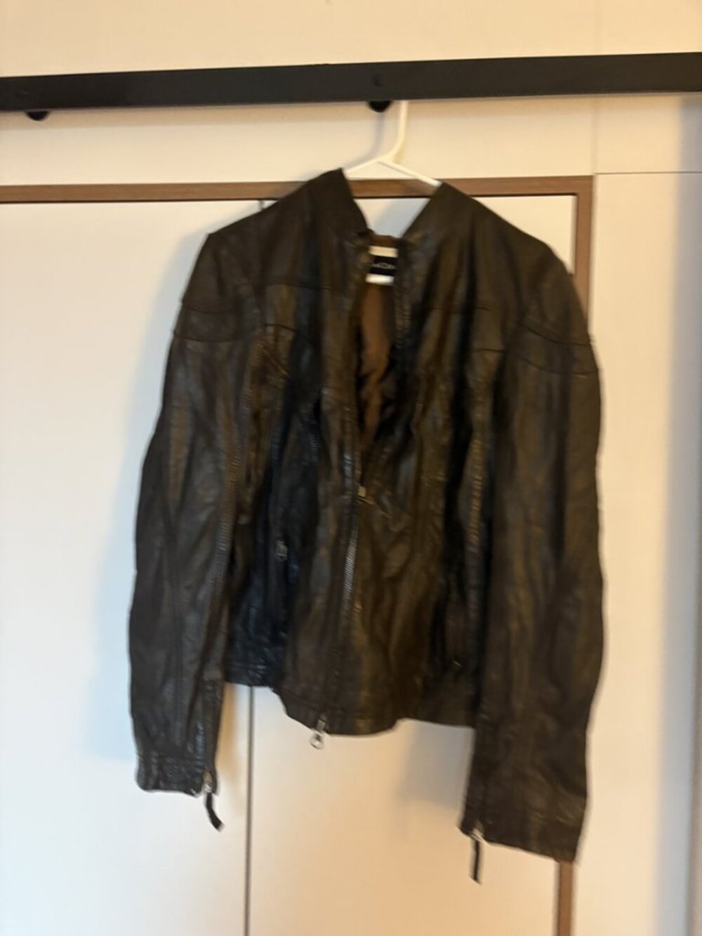 Luisa Cerano Black Leather Moto Jacket Size 6